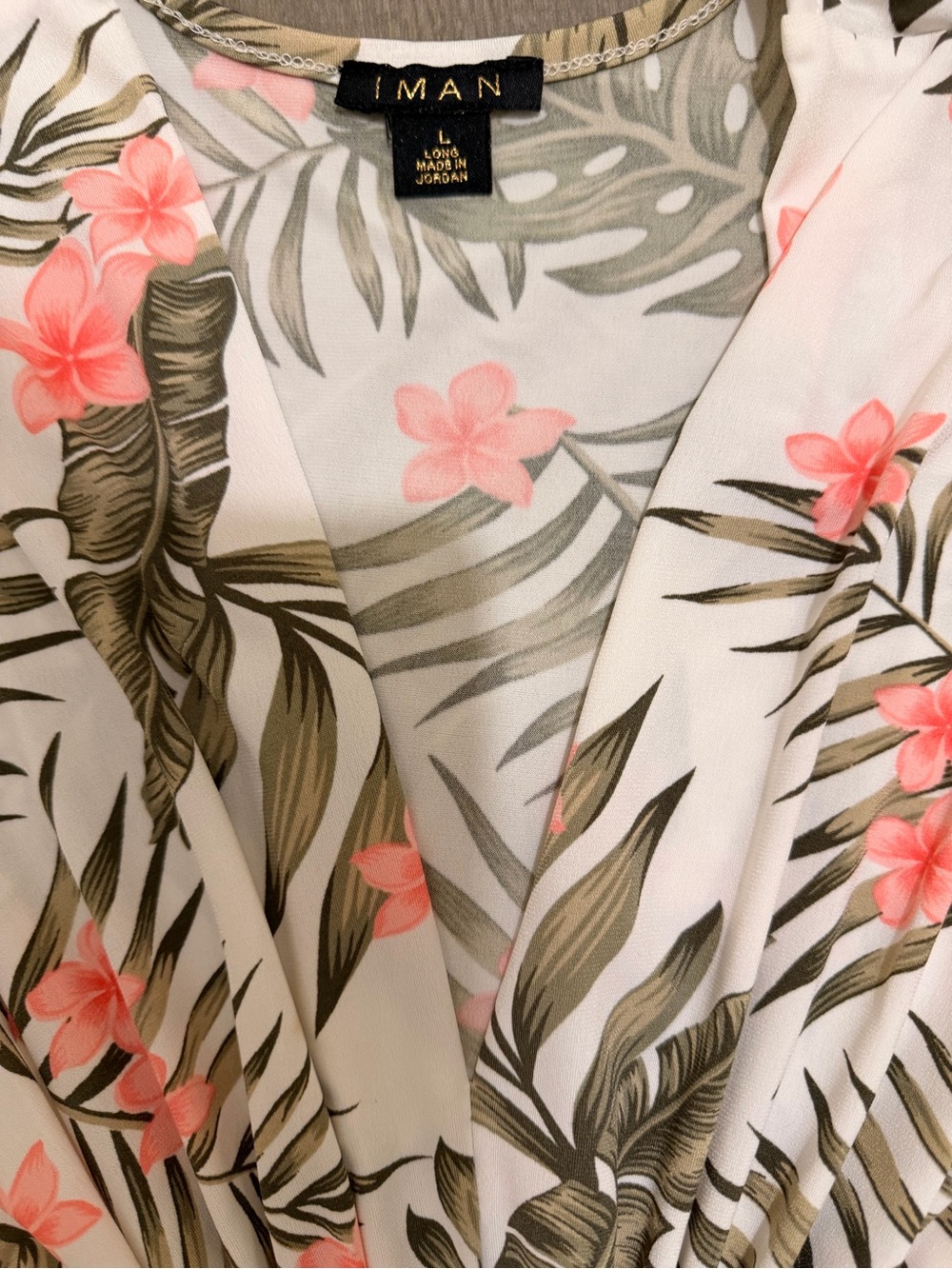 IMAN Coral Floral Maxi Dress with Olive Palm Print - Picture 5 of 9